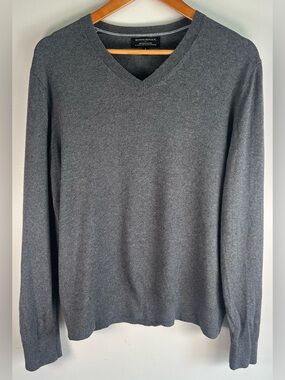 Banana Republic Men’s V-neck Sweater Size L Gray Premium Luxe Yarn Silk Cashmere